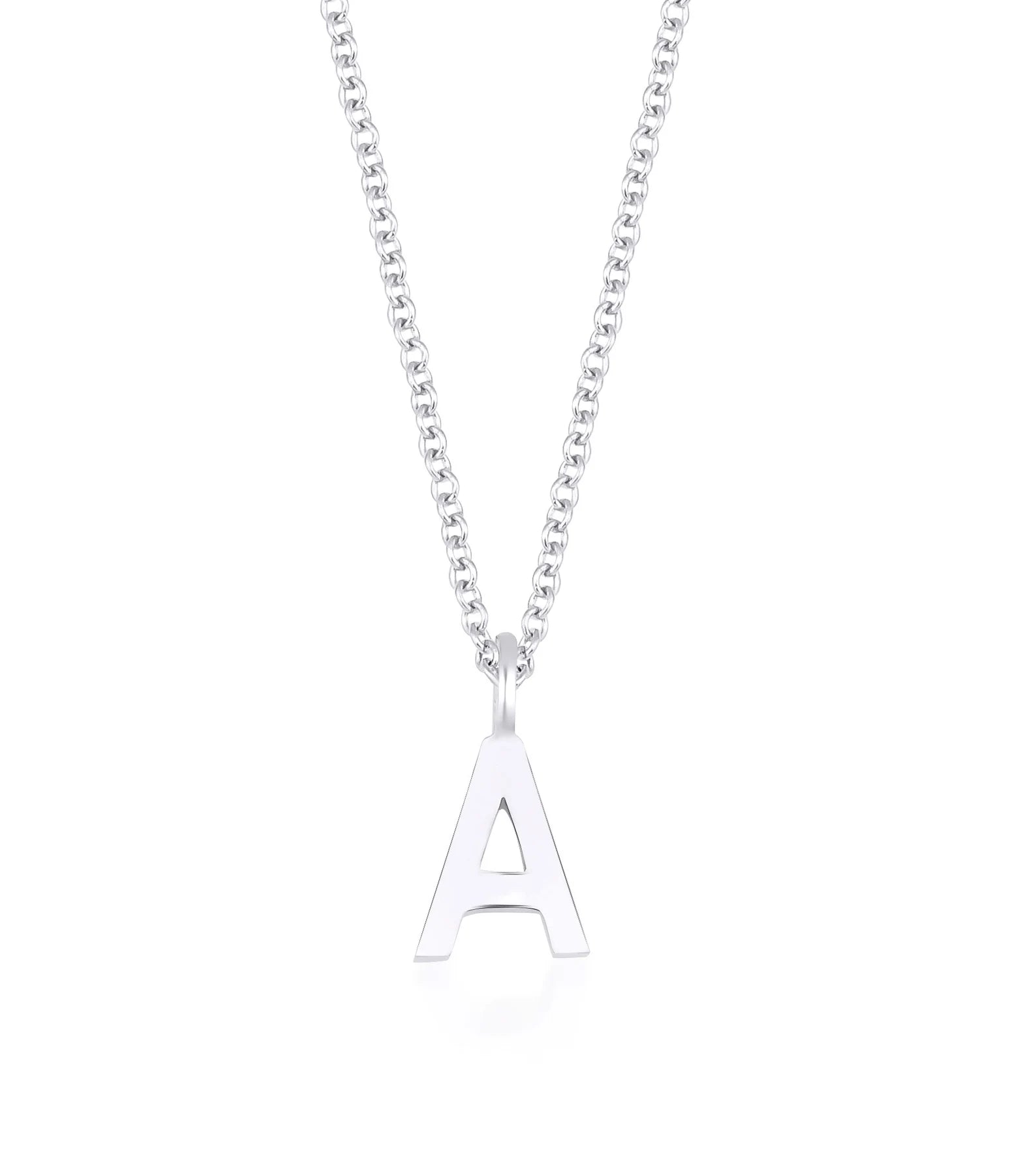 Collier initial en or jaune massif 14K, collier lettre A