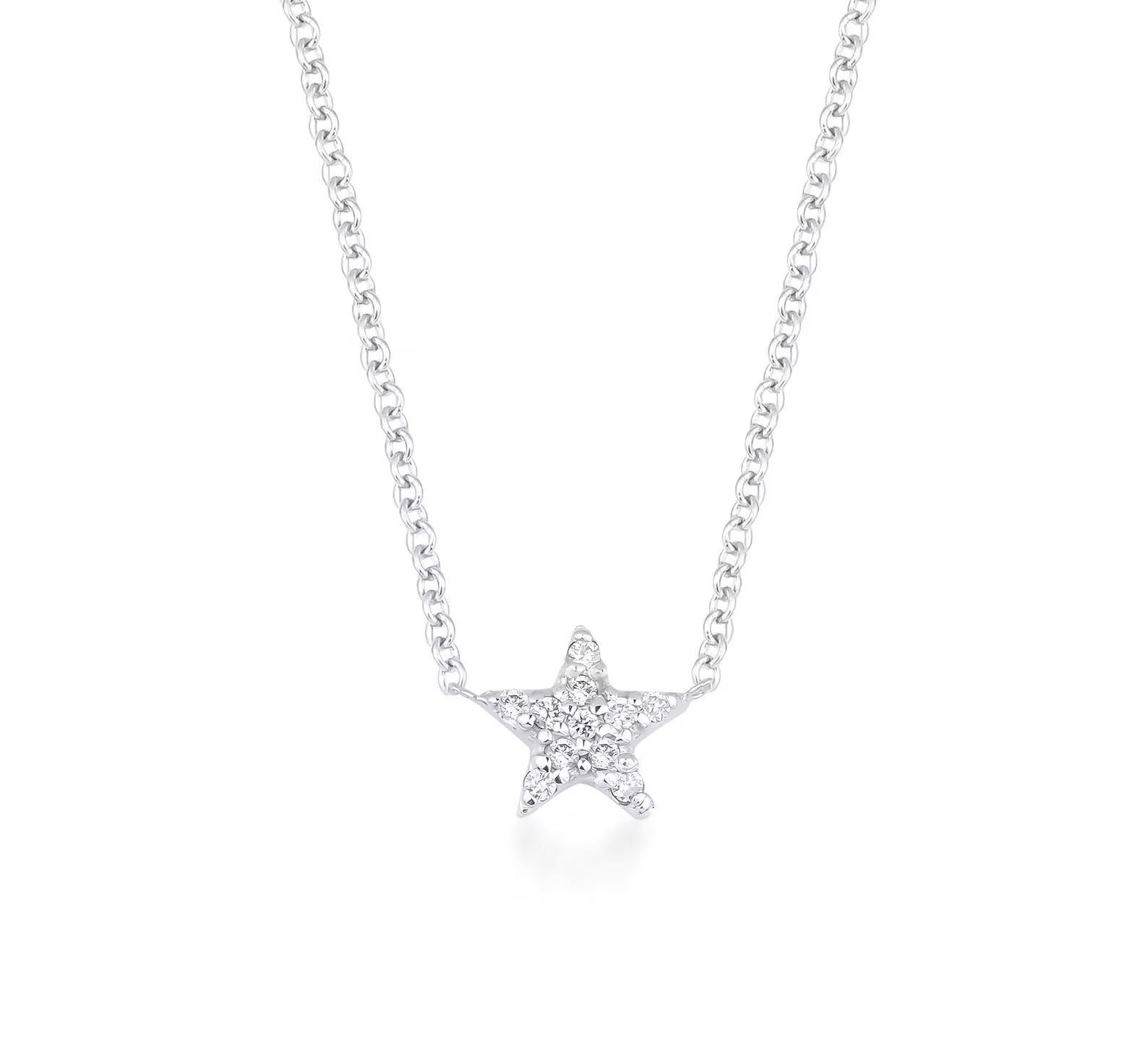 Collar de estrella de diamantes en oro blanco macizo de 14 quilates