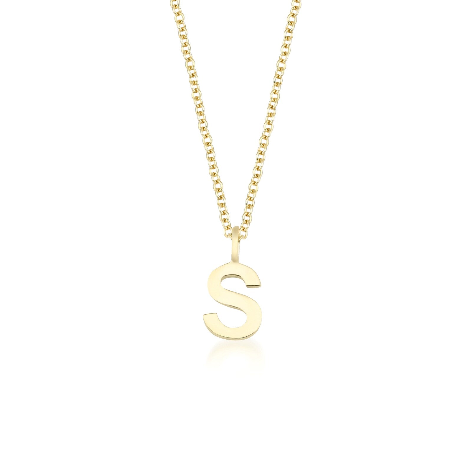 Collier initial en or blanc massif 14K, collier lettre S