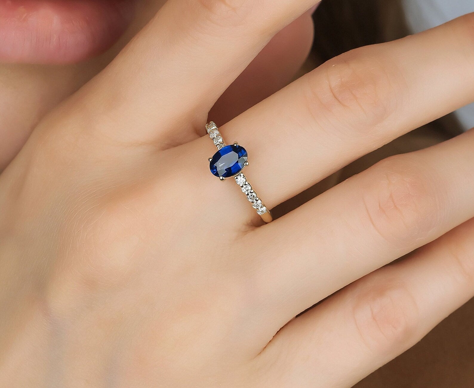 Sapphire and Diamond Engagement Ring