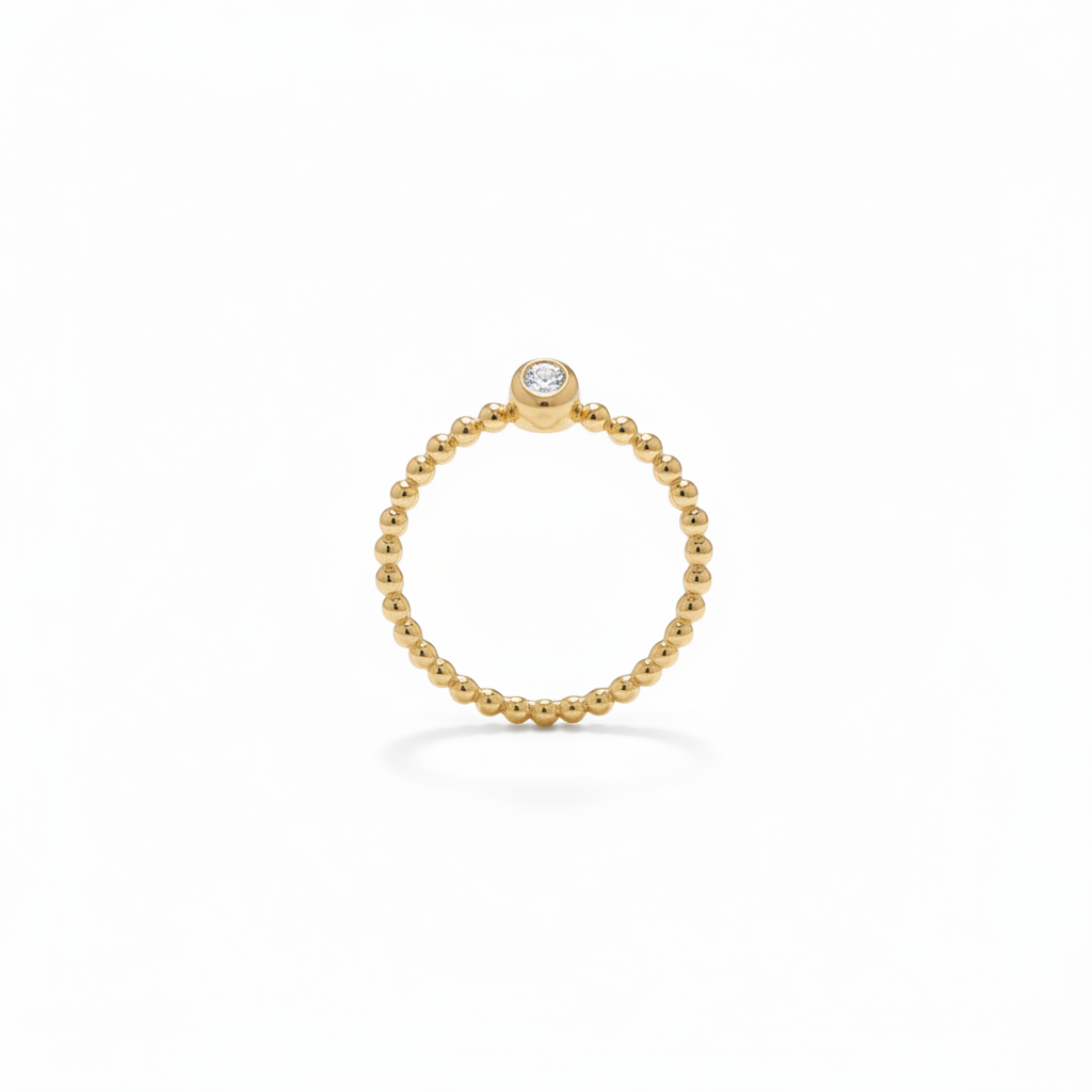 14K Yellow Gold Minimalist Solitaire Diamond Wedding Ring