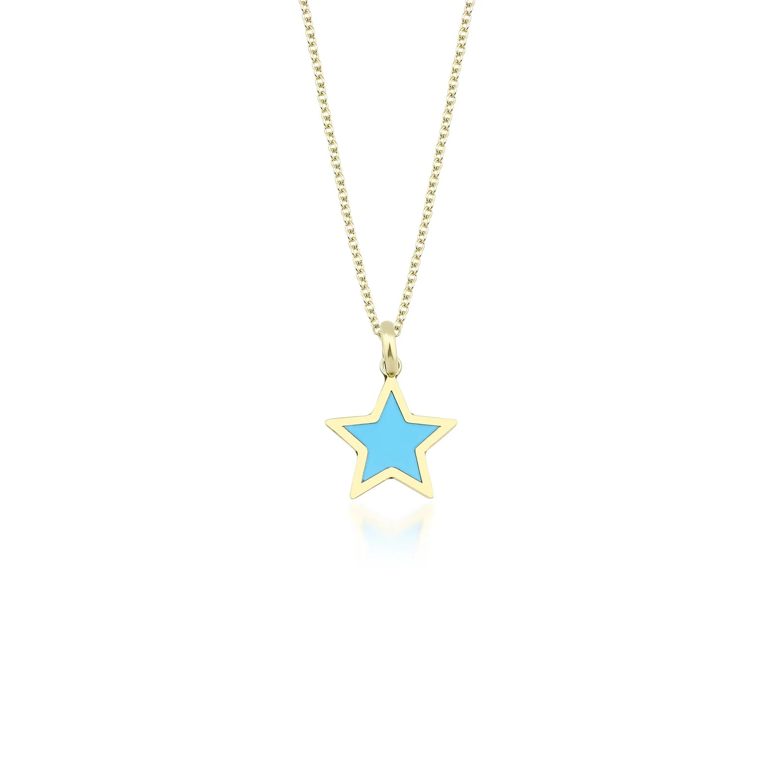 Collier étoile turquoise minimaliste en or jaune 14 carats