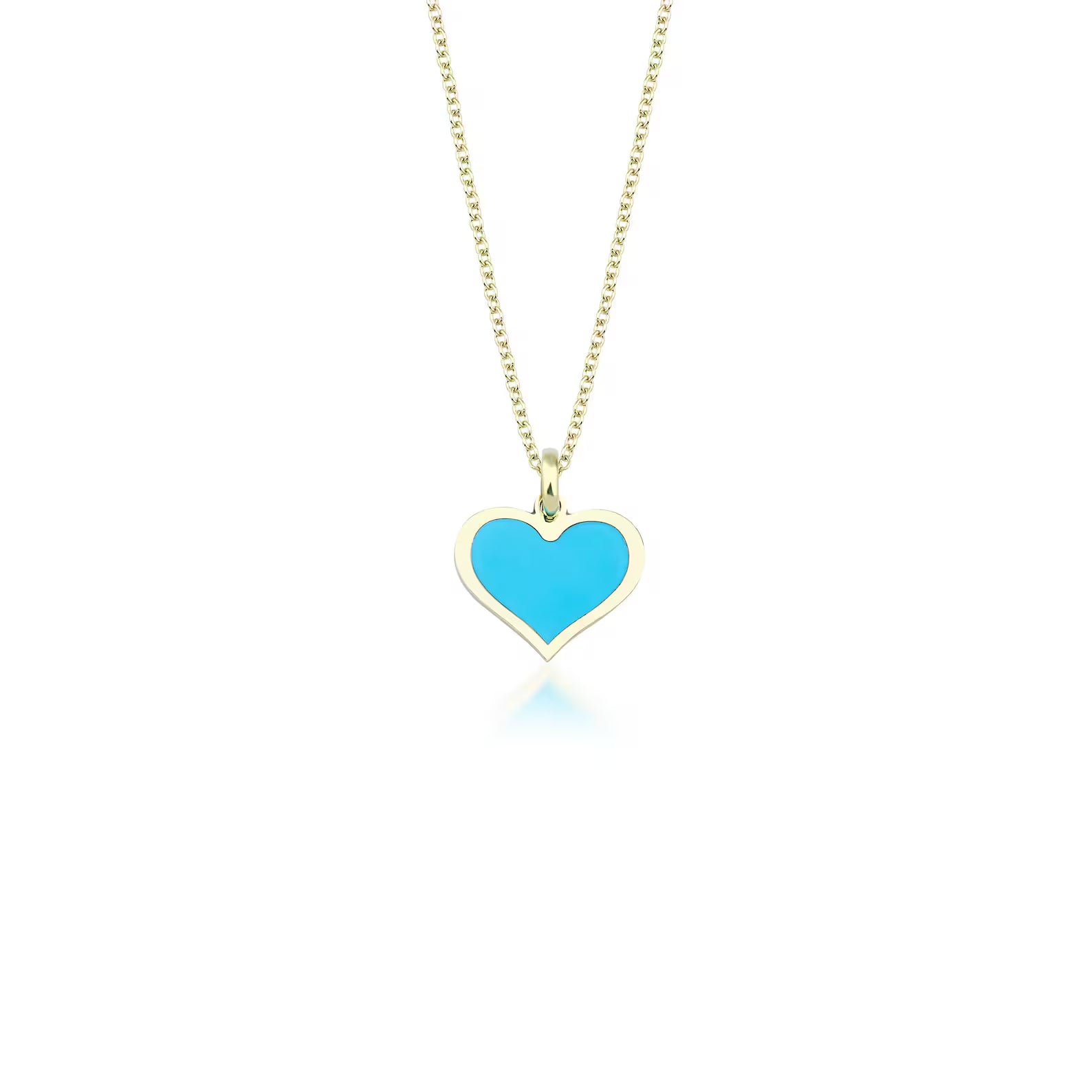 Collier minimaliste en forme de cœur turquoise en or jaune 14 carats
