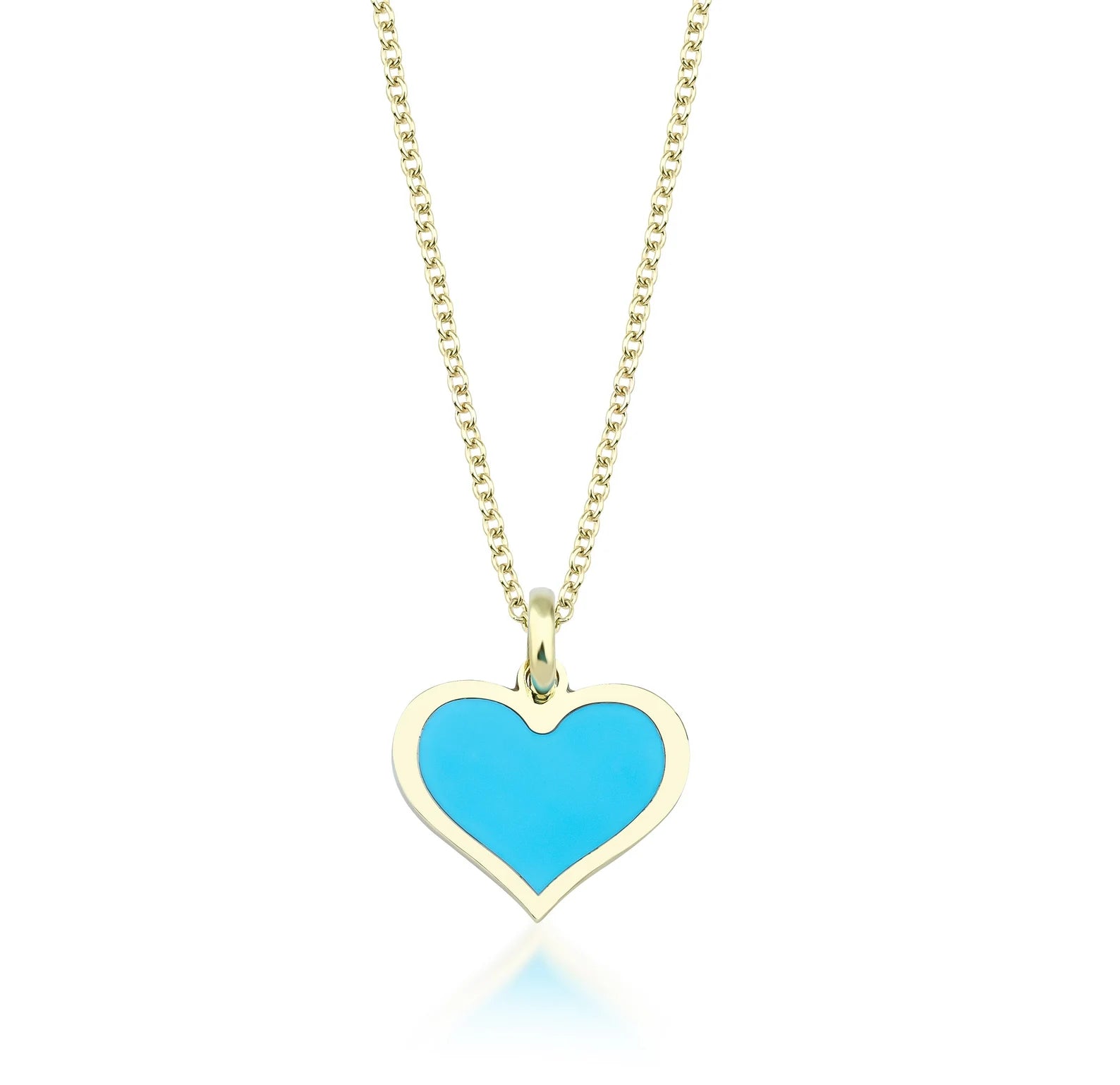 Collier coeur turquoise en or jaune 14 carats