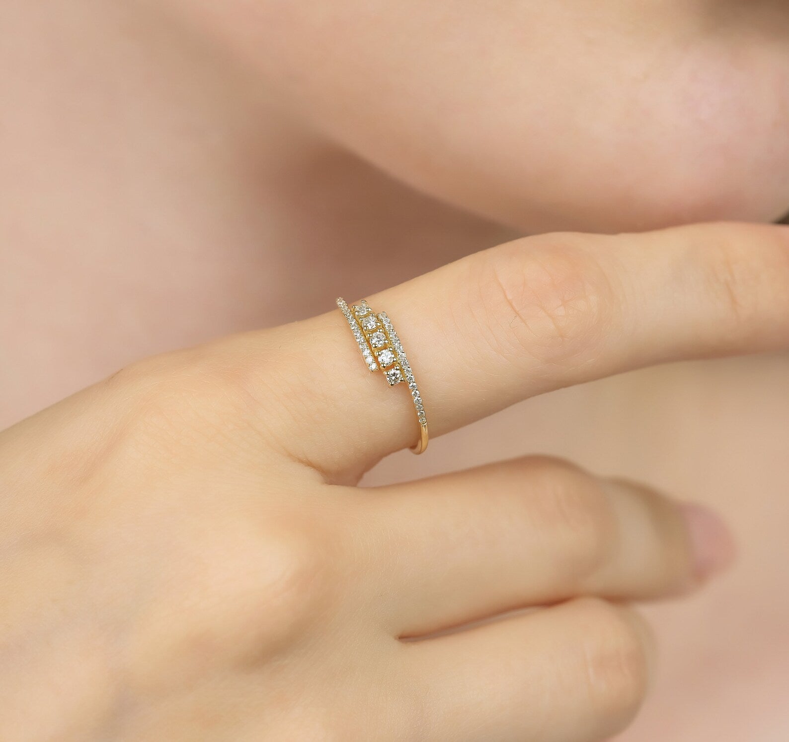 14K Yellow Gold Womens Diamond Ring