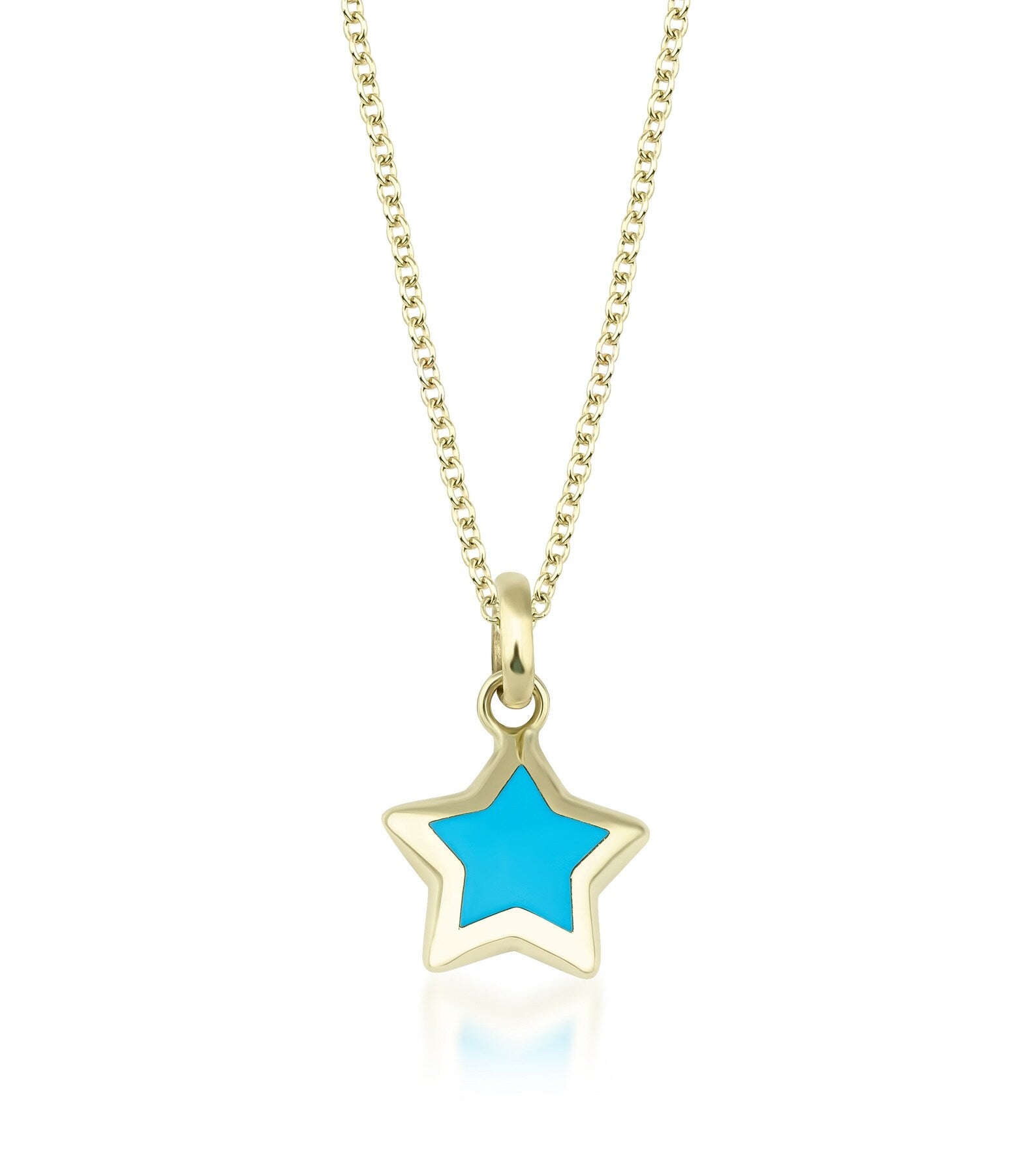 Collier étoile soufflée turquoise en or jaune 14 carats