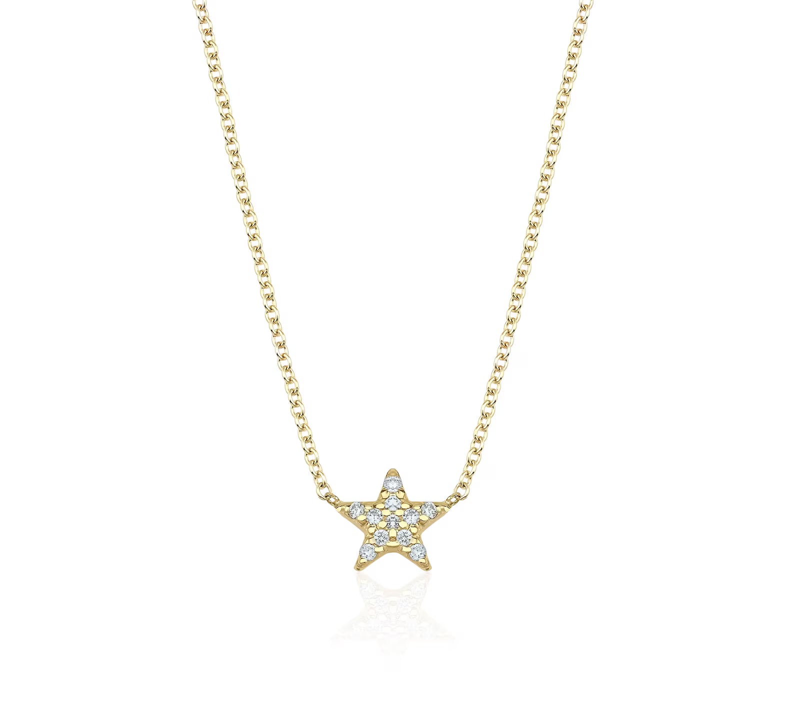 Collar de estrella de diamantes en oro blanco macizo de 14 quilates