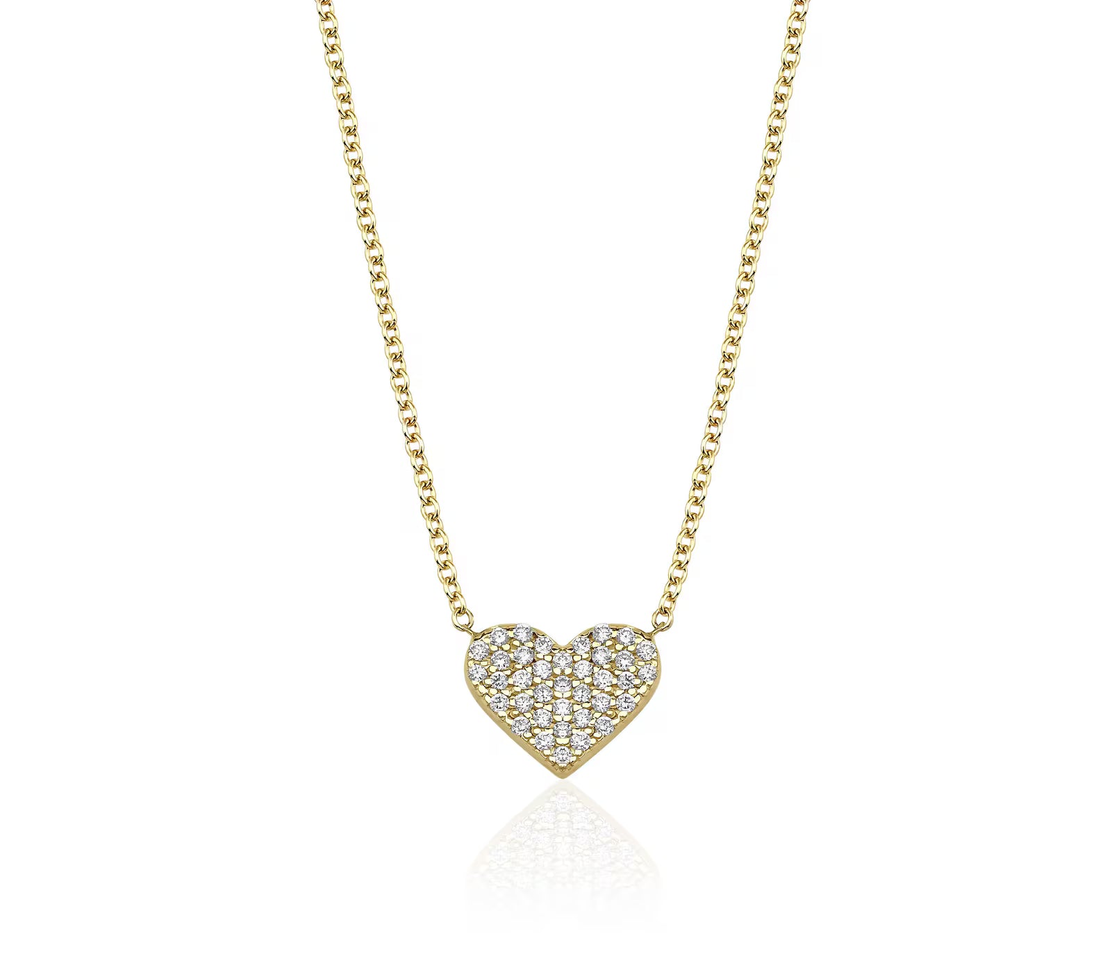 Collier coeur en diamant en or jaune massif 14 carats