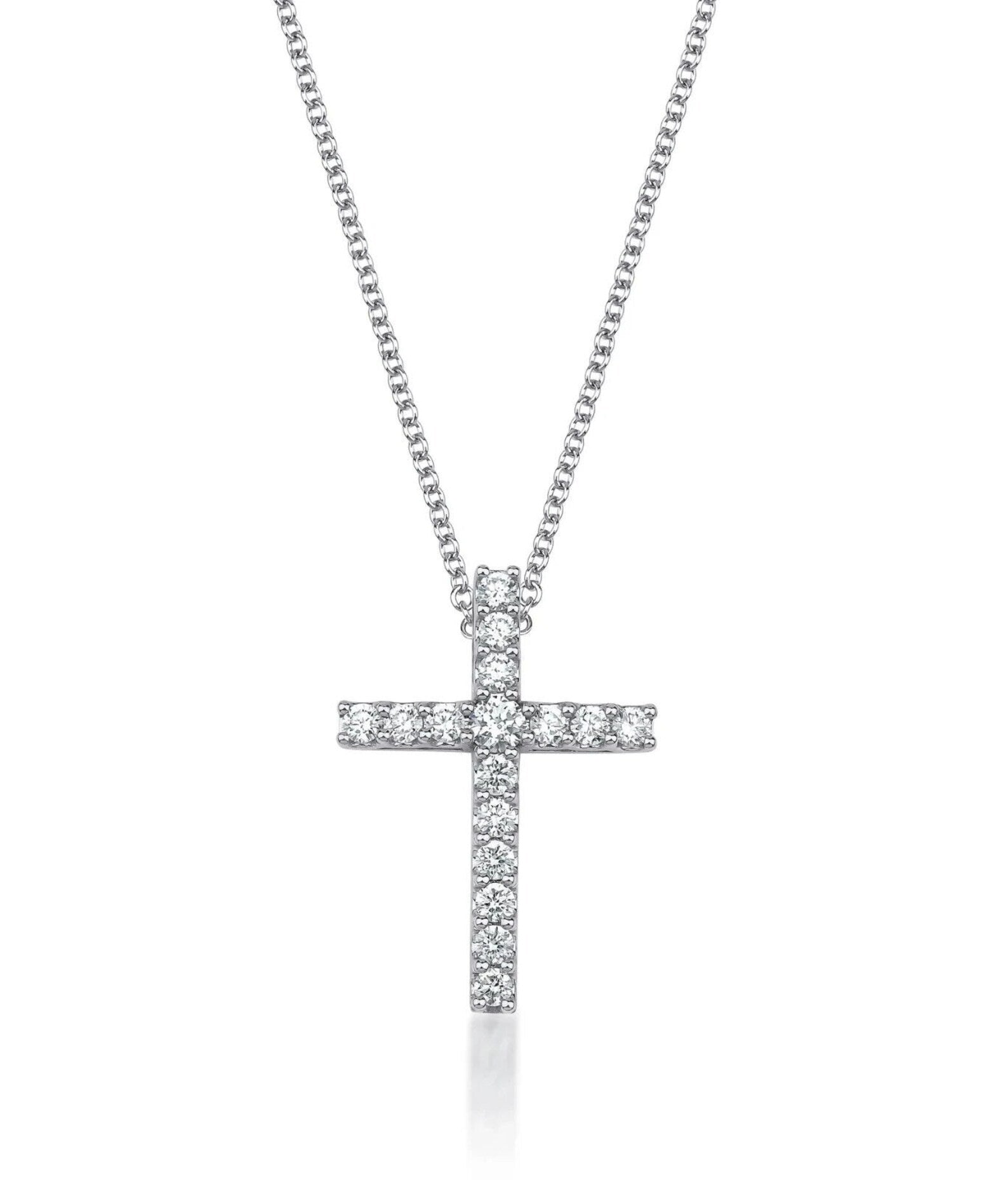 14K White Gold 0.55 Carat Lab Diamond Cross Necklace