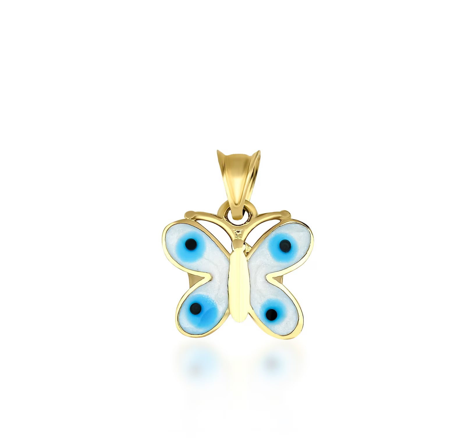 Pendentif ou collier papillon en or jaune massif 14K