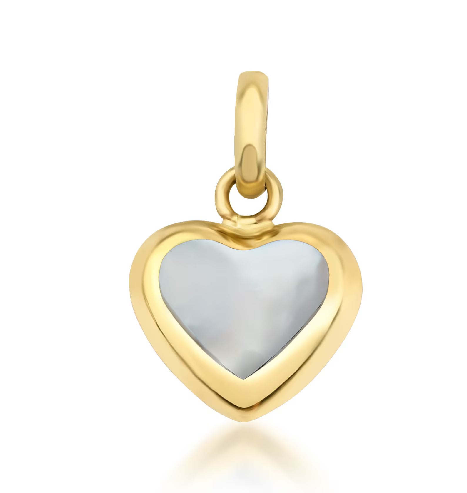 Collier délicat en forme de cœur soufflé en nacre en or jaune 14 carats