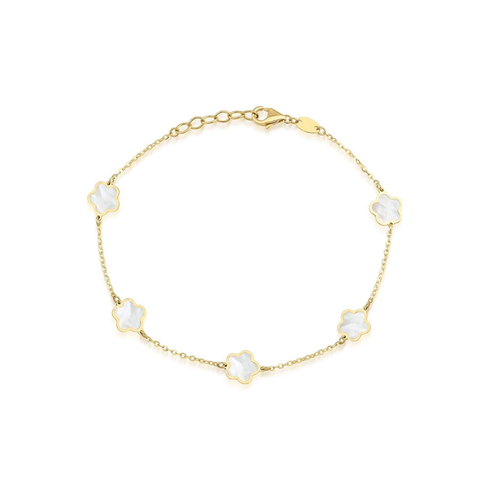 Bracelet fleur de marguerite en nacre et or jaune 14 carats