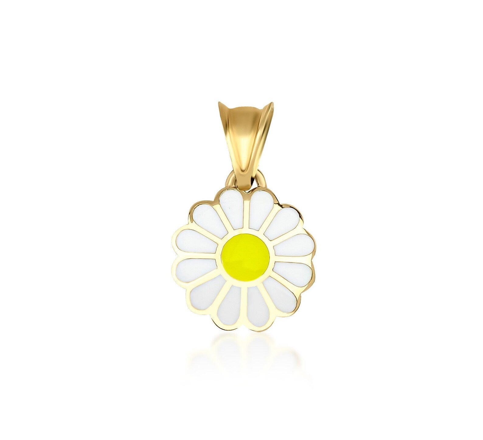 14K Solid Yellow Gold Daisy Flower Necklace