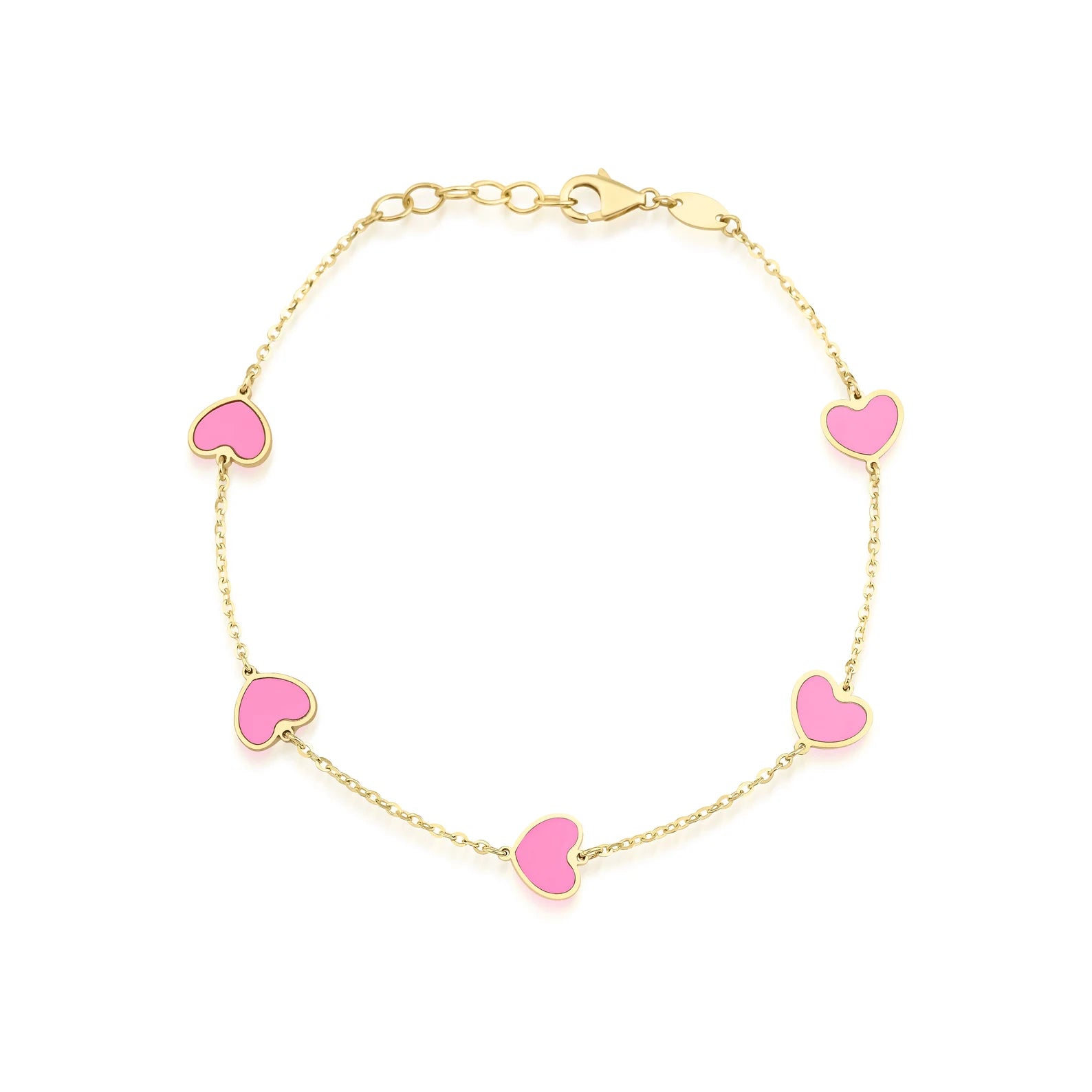 Bracelet minimaliste en forme de cœur rose en or jaune massif 14 carats