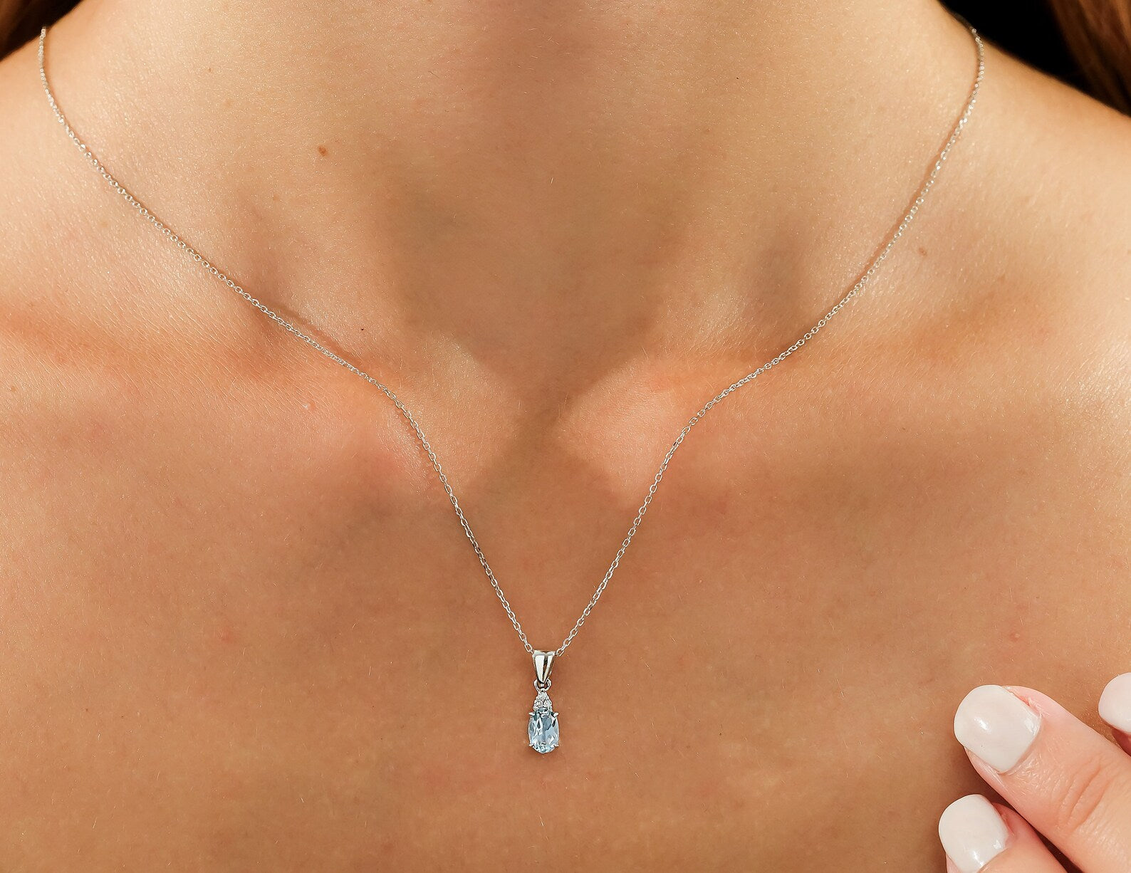 14K Yellow Gold Diamond and Topaz Solitaire Necklace