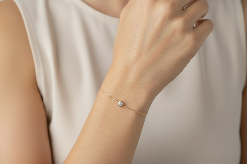 14K Yellow Gold Lab Grown Diamond Solitaire Bracelet