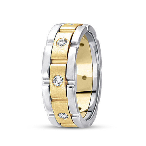 Rolex Style Two Tone Gold Diamond Mens Wedding Ring