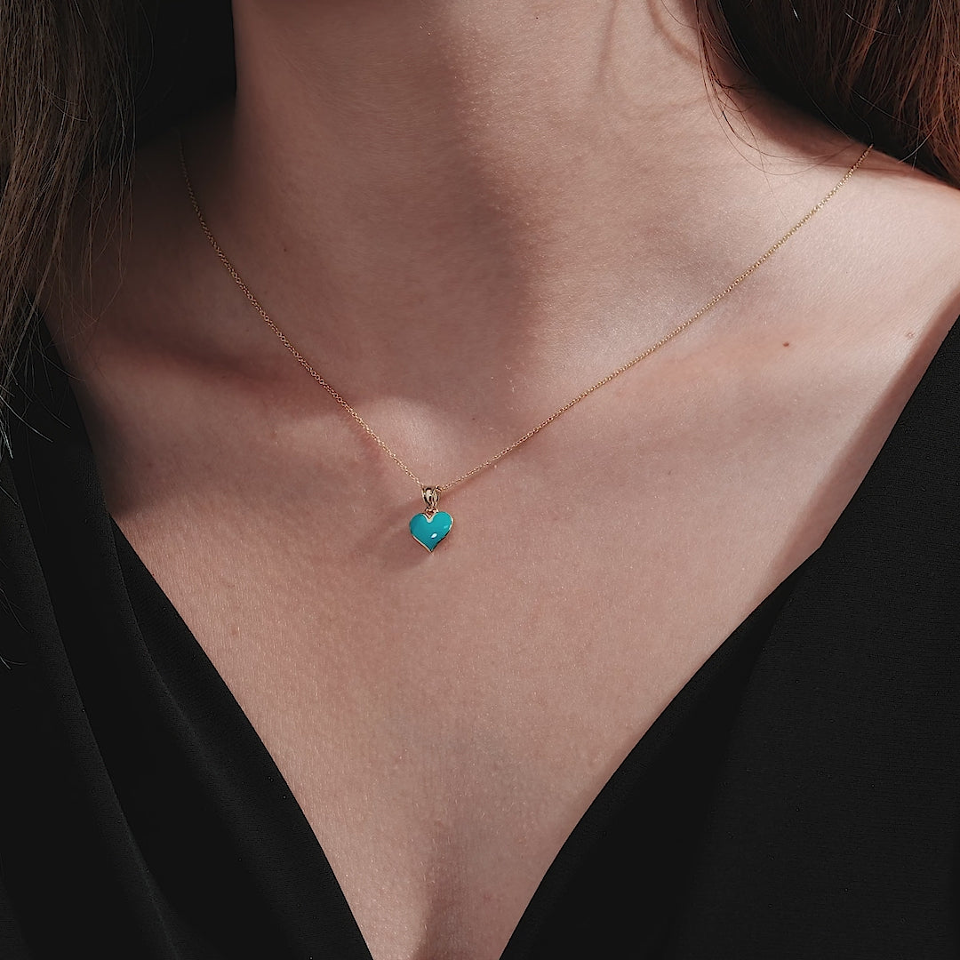 Dainty 14K yellow gold necklace with blue heart pendant, ideal for everyday elegance.