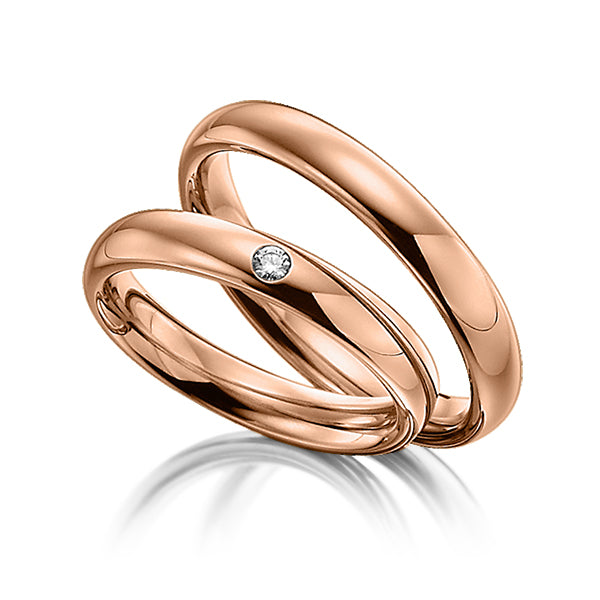 3mm 10K 14K 18K Yellow Gold His and Hers Diamond Wedding Bands