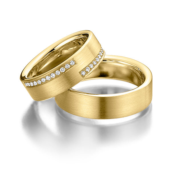 Bagues de mariage en diamant pour elle et lui, en or jaune 5 mm 10K 14K 18K