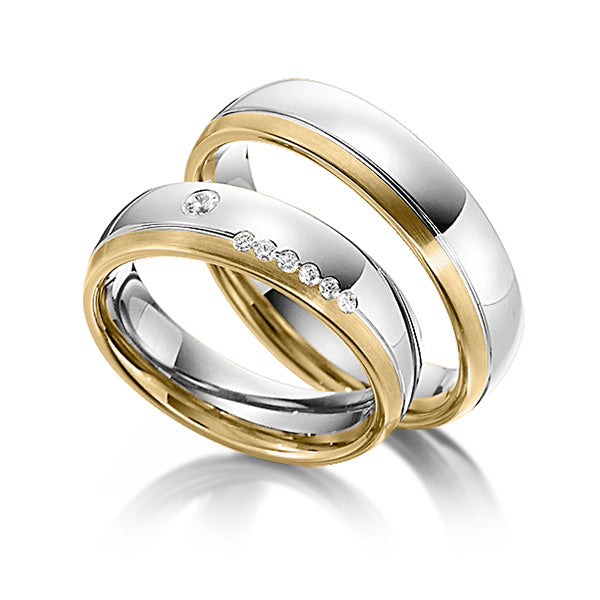 Ensemble d'alliances en diamant pour elle et lui