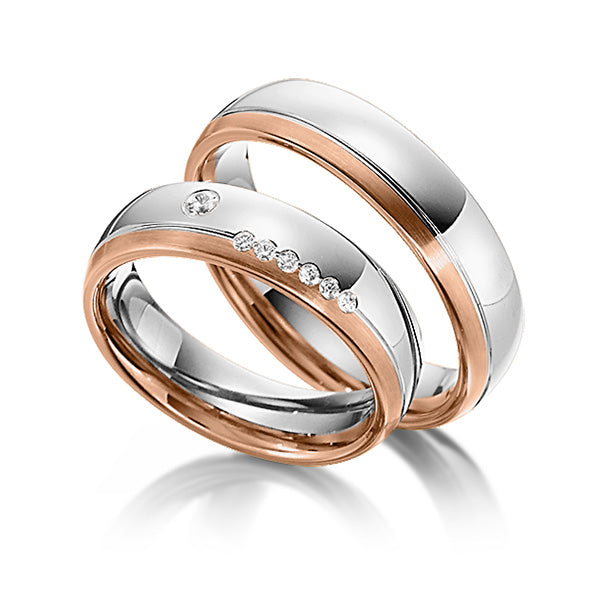 Ensemble d'alliances en diamant pour elle et lui