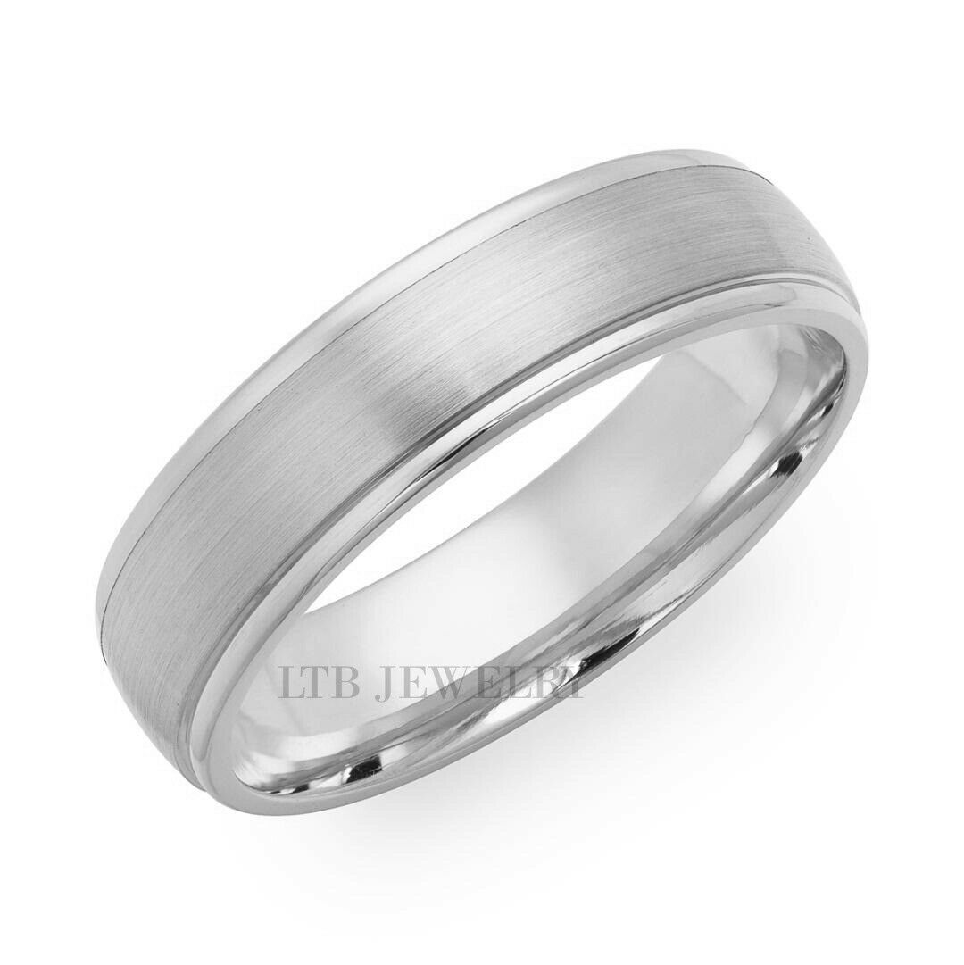Classic White Gold Mens Wedding Bands