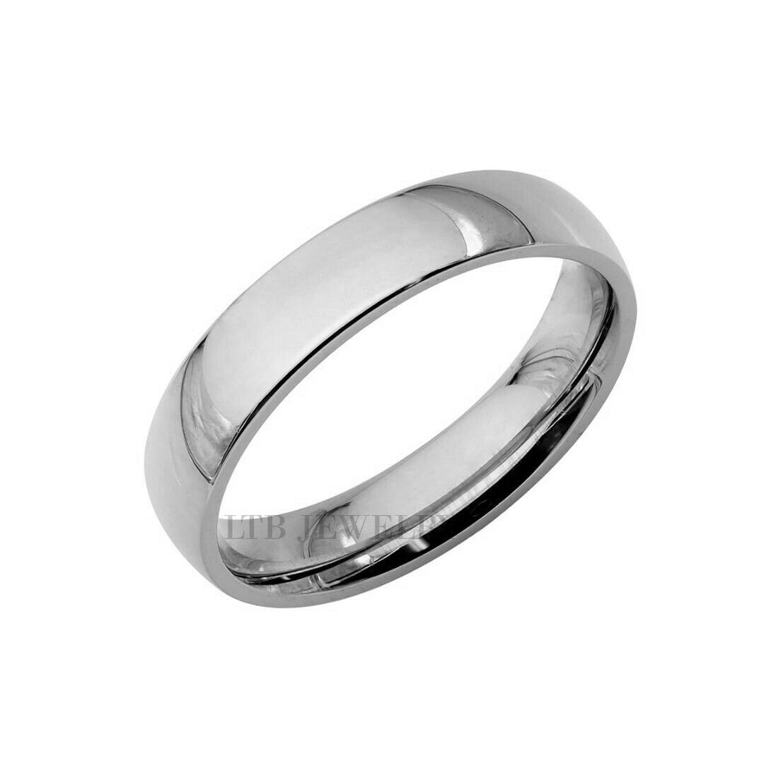 4mm Platinum Plain Dome Wedding Bands