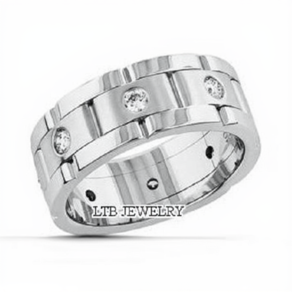 Alliance pour homme en diamant de style Rolex de 8 mm