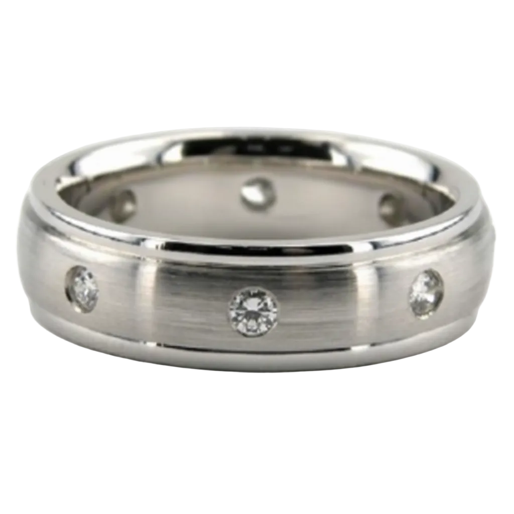 Bague de mariage pour hommes en or blanc massif 6mm 10K 14K 18K avec diamant