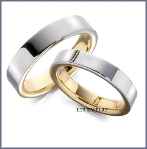 5mm 10K 14K 18K White and Yellow Gold His and Hers Wedding Bands