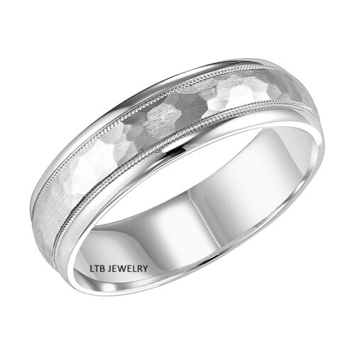 6mm 10K 14K 18K White Gold Mens Wedding Bands