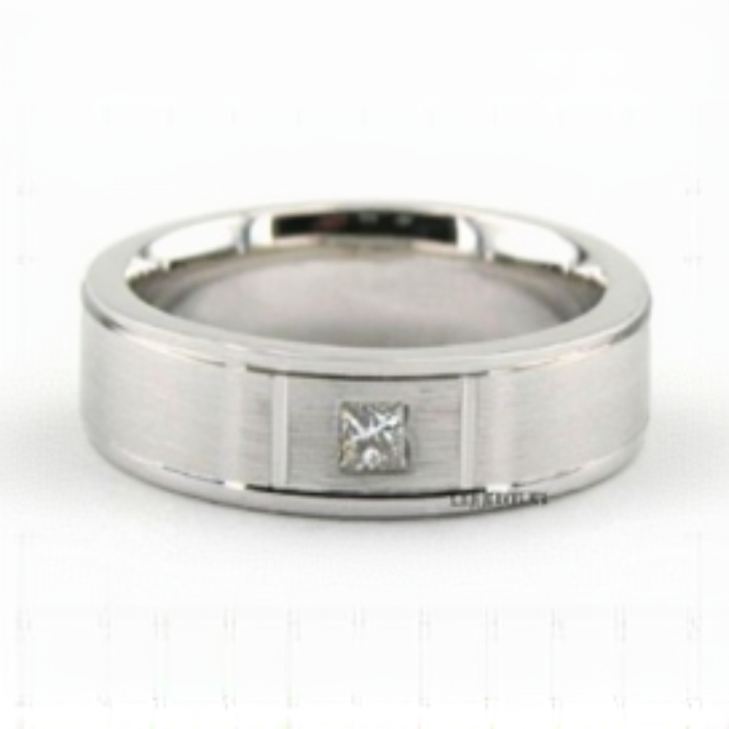 Alliance en platine avec diamants taille princesse