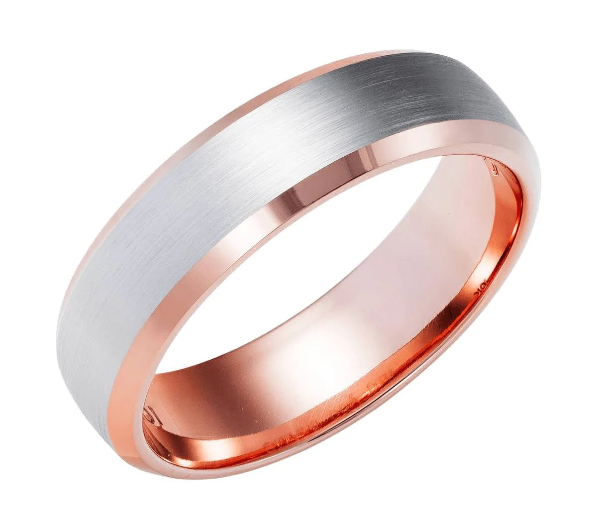 14K Solid Rose Gold and Platinum Wedding Bands