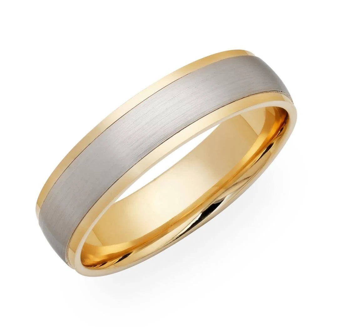 Alliances pour hommes en or jaune 18 carats et platine