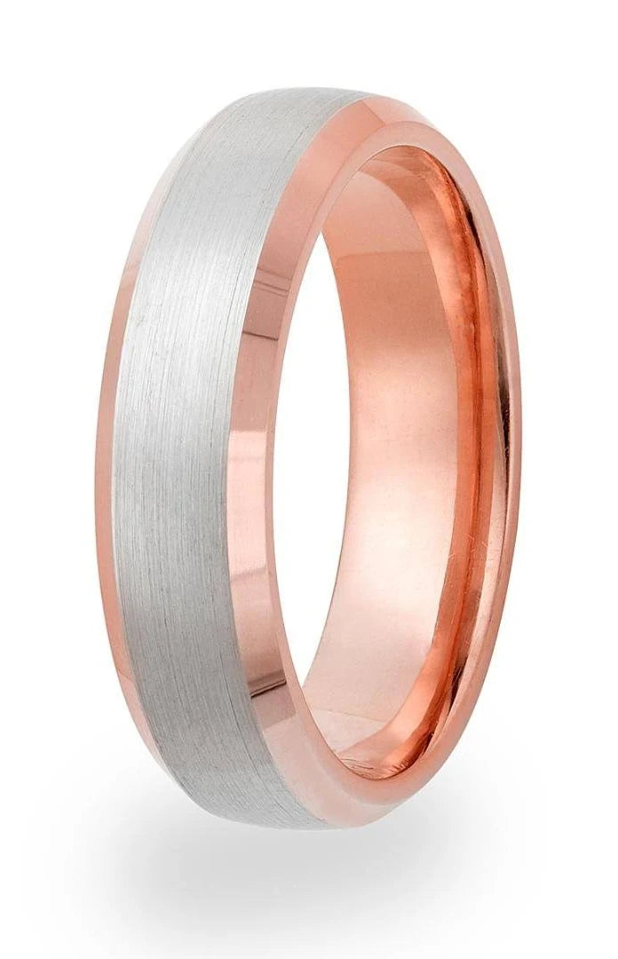Platinum and 14K Solid Rose Gold Wedding Band