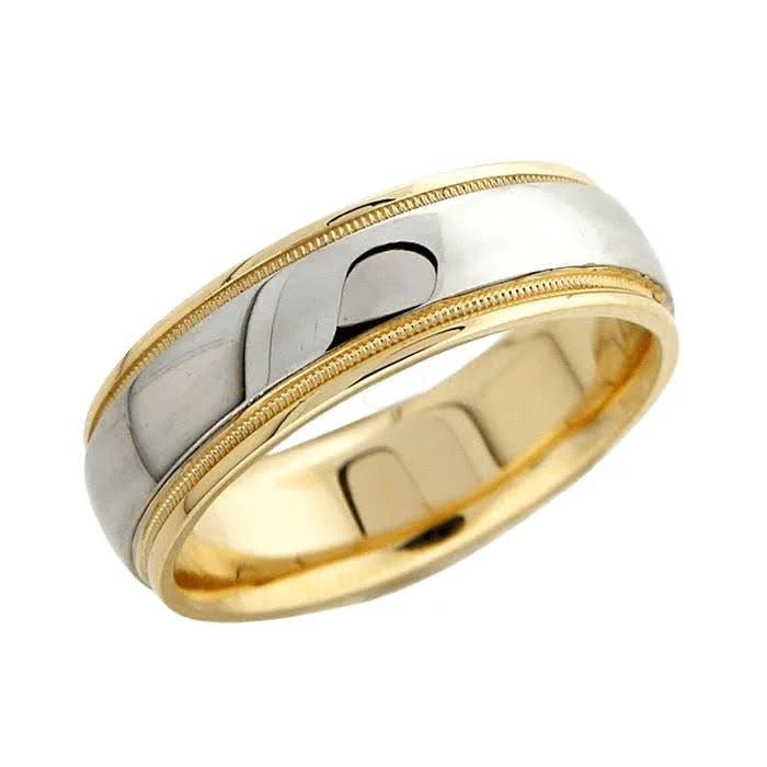 18K Solid Yellow Gold and Platinum Wedding Bands