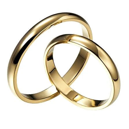 Conjunto de alianzas de boda con cúpula lisa para él y para ella