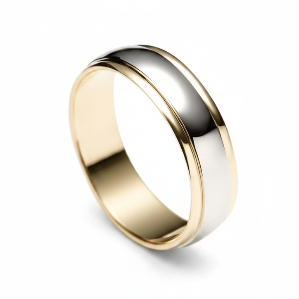 Anillos de boda para hombre de oro blanco y amarillo macizo de 6 mm, 10 quilates, 14 quilates y 18 quilates