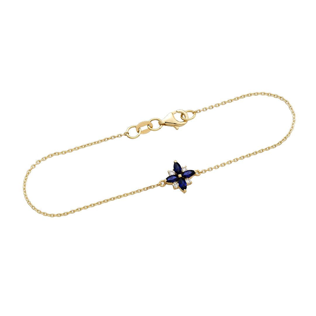 14K Gold Diamond and Sapphire Bracelet