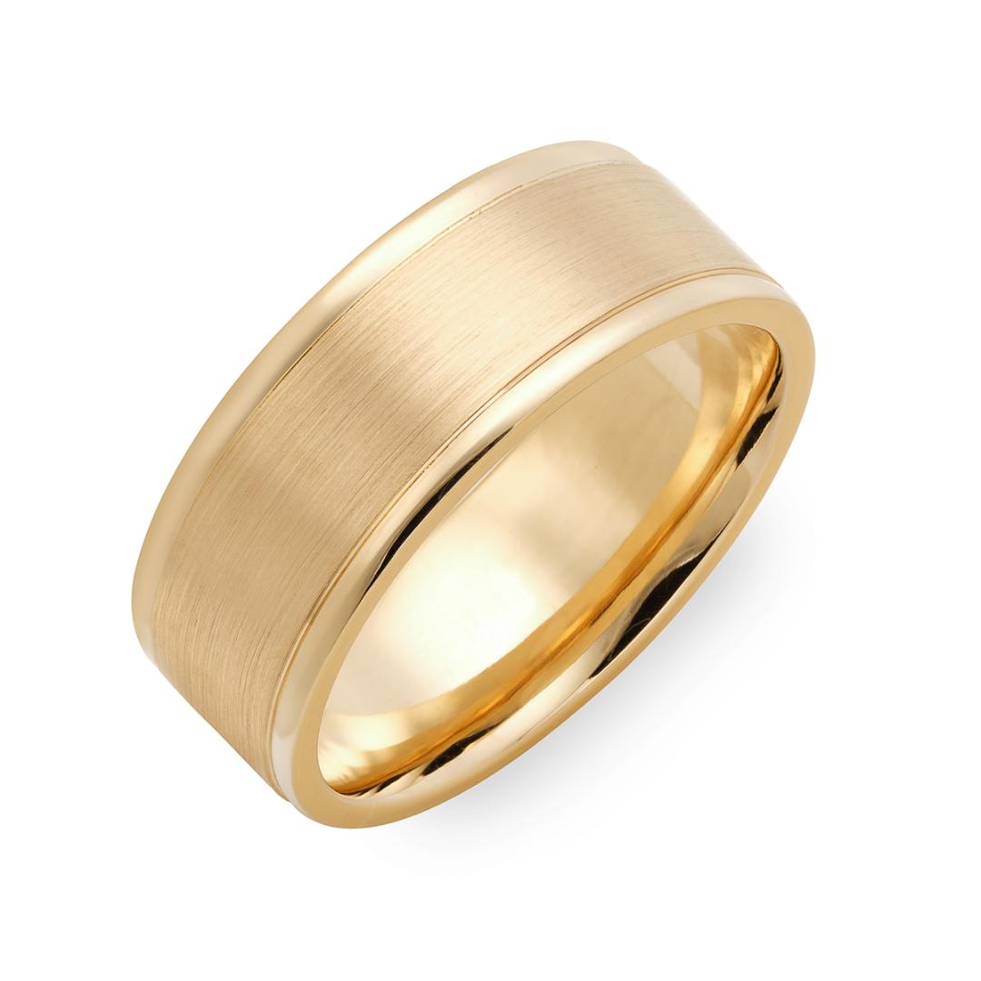 8mm 10K 14K 18K Yellow Gold Mens Wedding Bands
