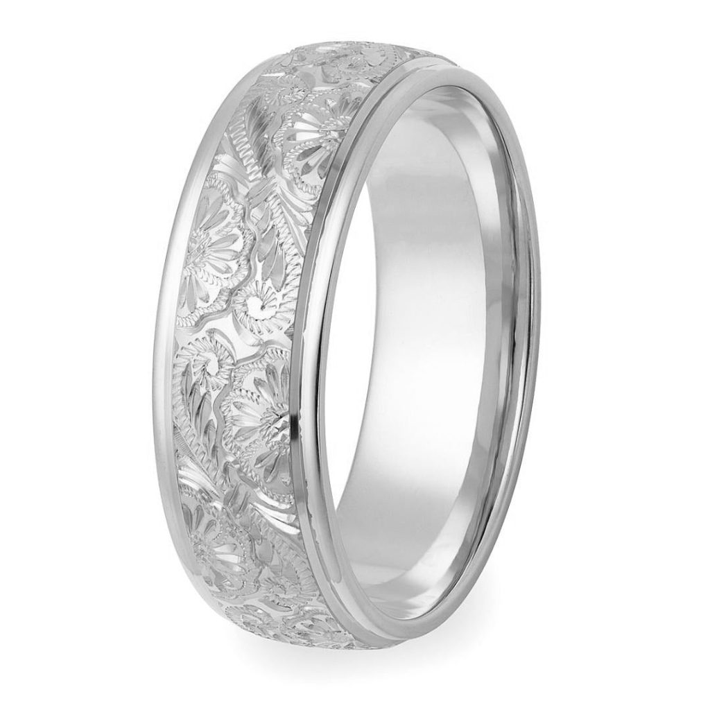 Platinum Hand Engraved Wedding Rings