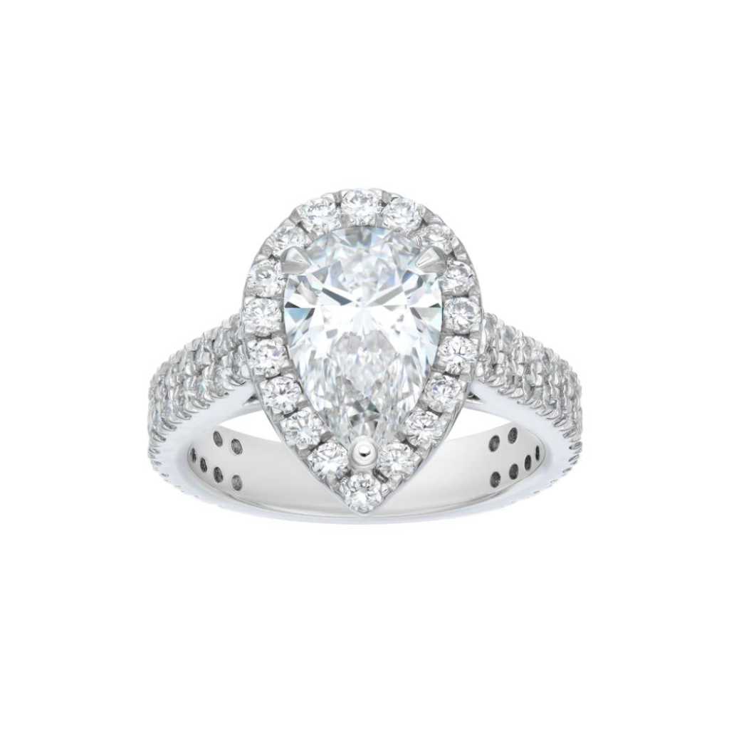 14K White Gold 2.5 Carat Pear Shape Lab Diamond Engagement Ring