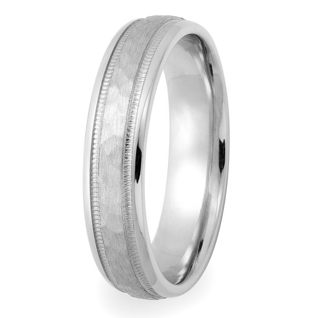 Alliances en platine martelées de 5 mm
