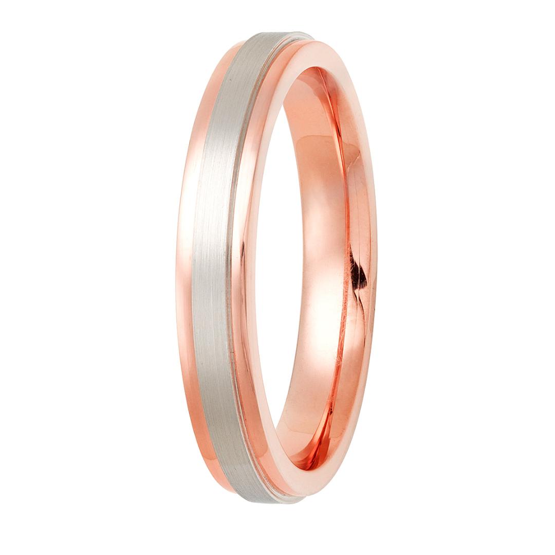 Alliances en or rose massif et platine 14 carats