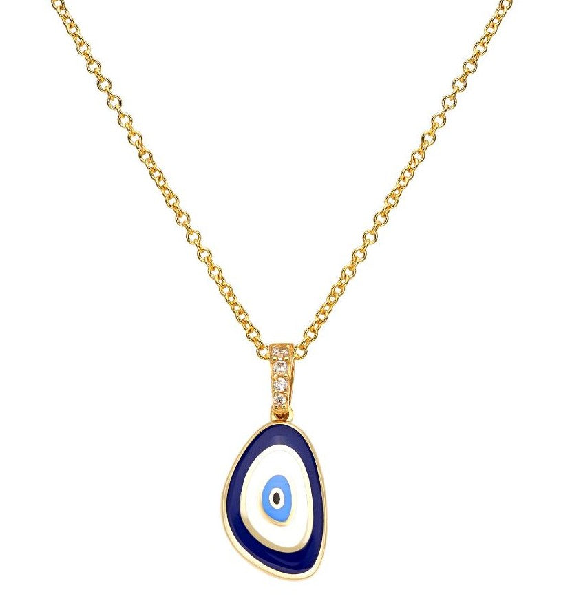 14K Yellow Gold Evil Eye Pendant or Necklace