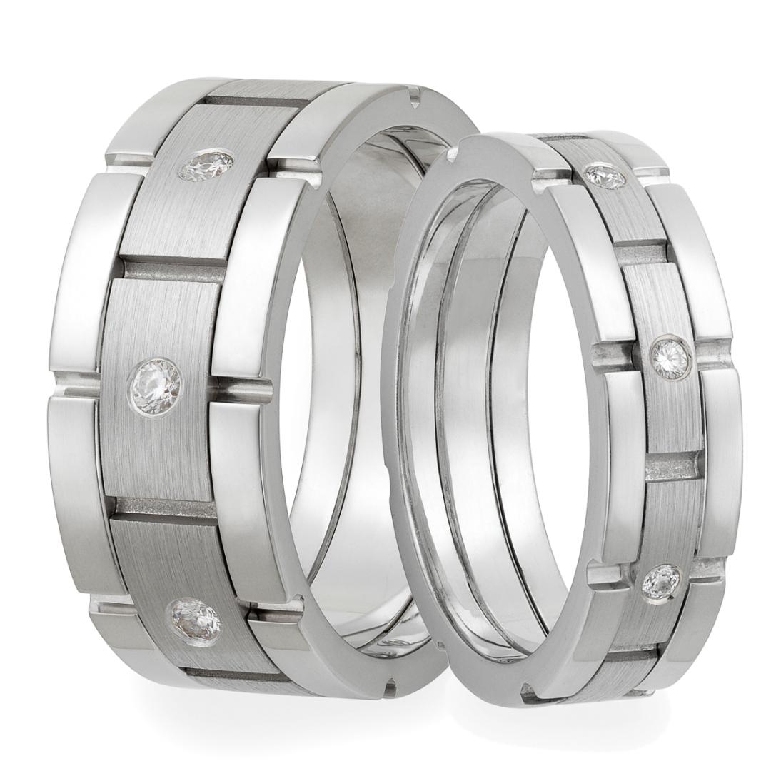 Handmade His and Hers Diamond Wedding Rings Set