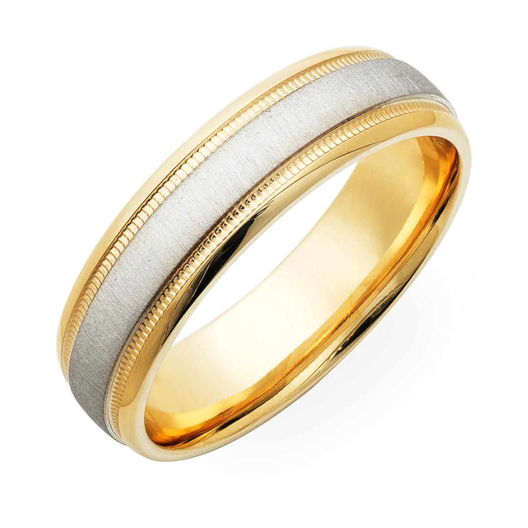 Platinum and 18K Solid Yellow Gold Mens Wedding Rings