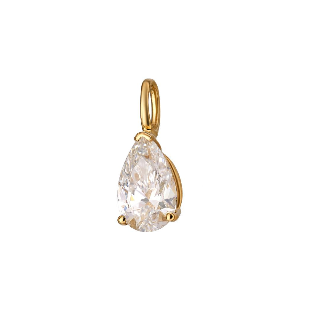 14K Yellow Gold 1 Carat Pear Shape Lab Diamond Solitaire Necklace
