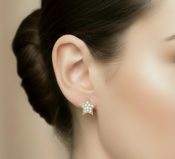 14K Yellow Gold Minimalist Star Earrings